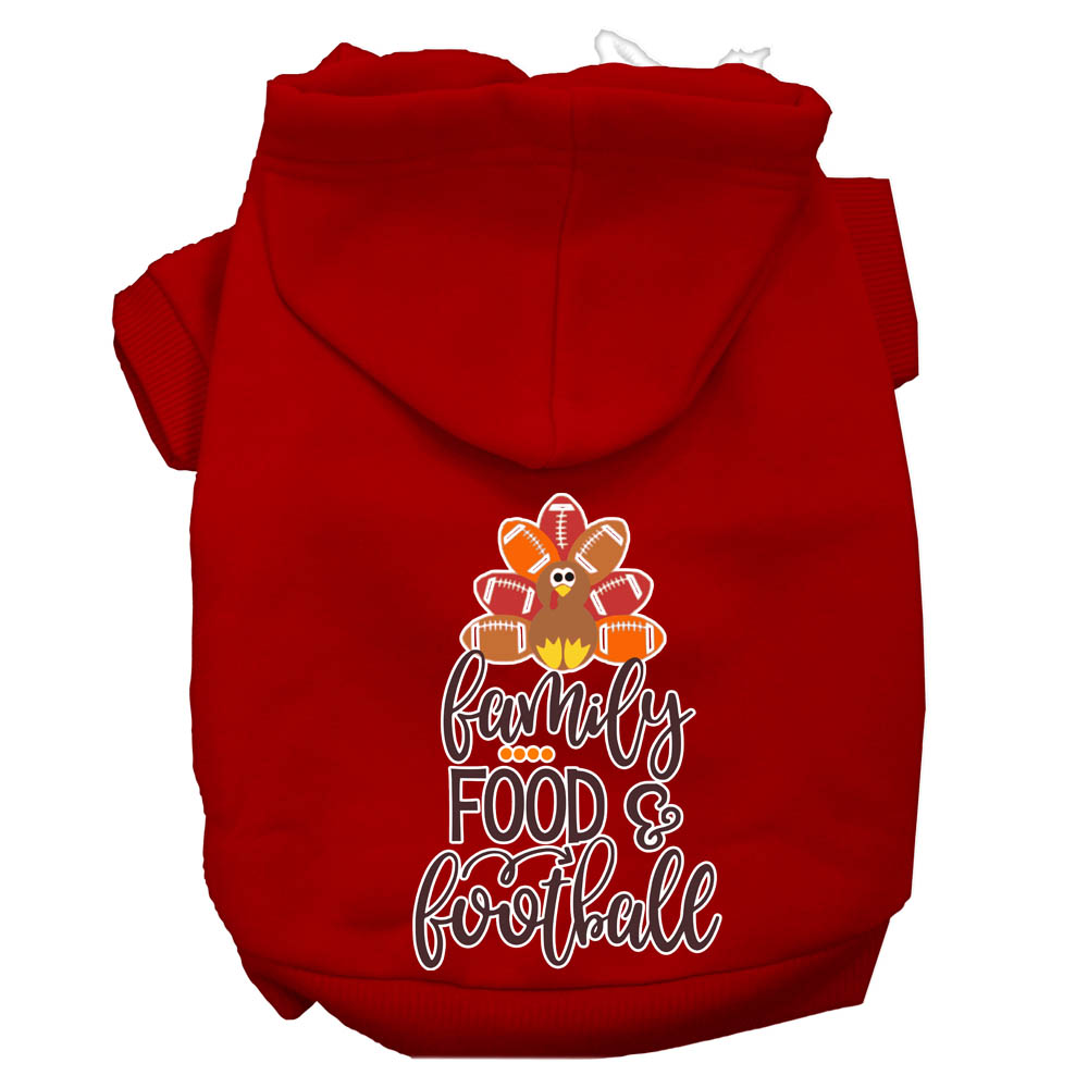 Family, Food, and Football Screen Print Dog Hoodie Red L